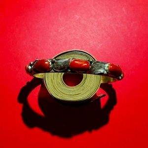 Vintage Rare Native American Simplicio 925 Coral Leaf Bracelet